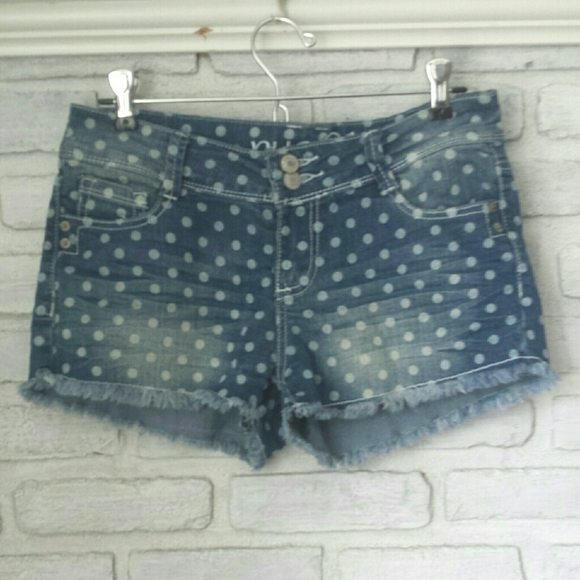 Rue21 Pants - Rue 21 Juniors Blue Denim Polkadot Fringe Jean Shorts 5/6